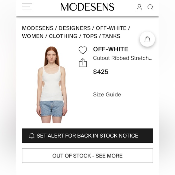 OFF-WHITE c/o Virgil Abloh 
White Rib Knit Meteor Tank Top size 42 AUTHENTICATED - Picture 2 of 7